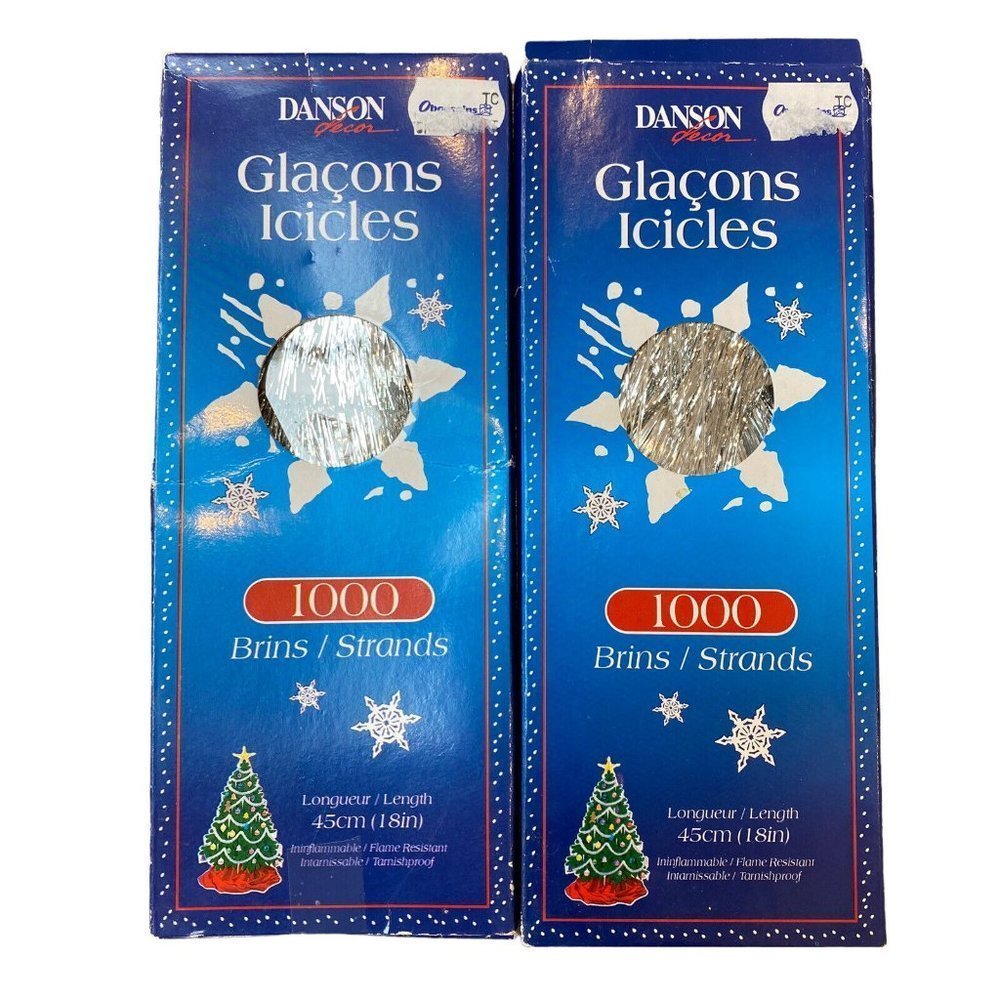 Christmas Tree Icicles Tinsel 1000 Strands 18" Tinsel Lot of 2